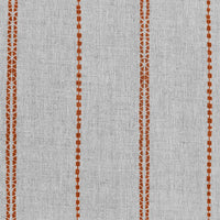 Inga-NAT Terracotta - Natural fabric with Orange decorative stripes, Linen Cotton mix