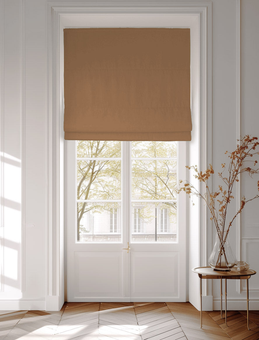 Brown cotton roman blind