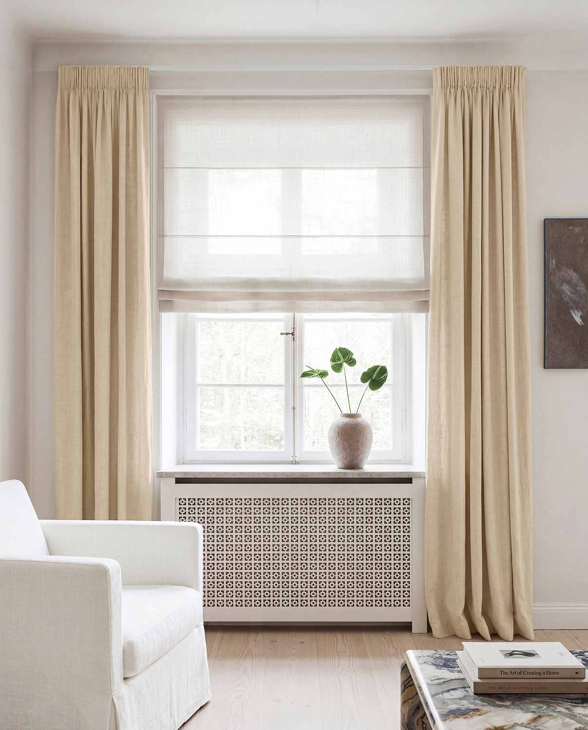 Chalk Linen curtains blackout lined - pre-washed linen. Bianco Chalk by Ada & Ina.