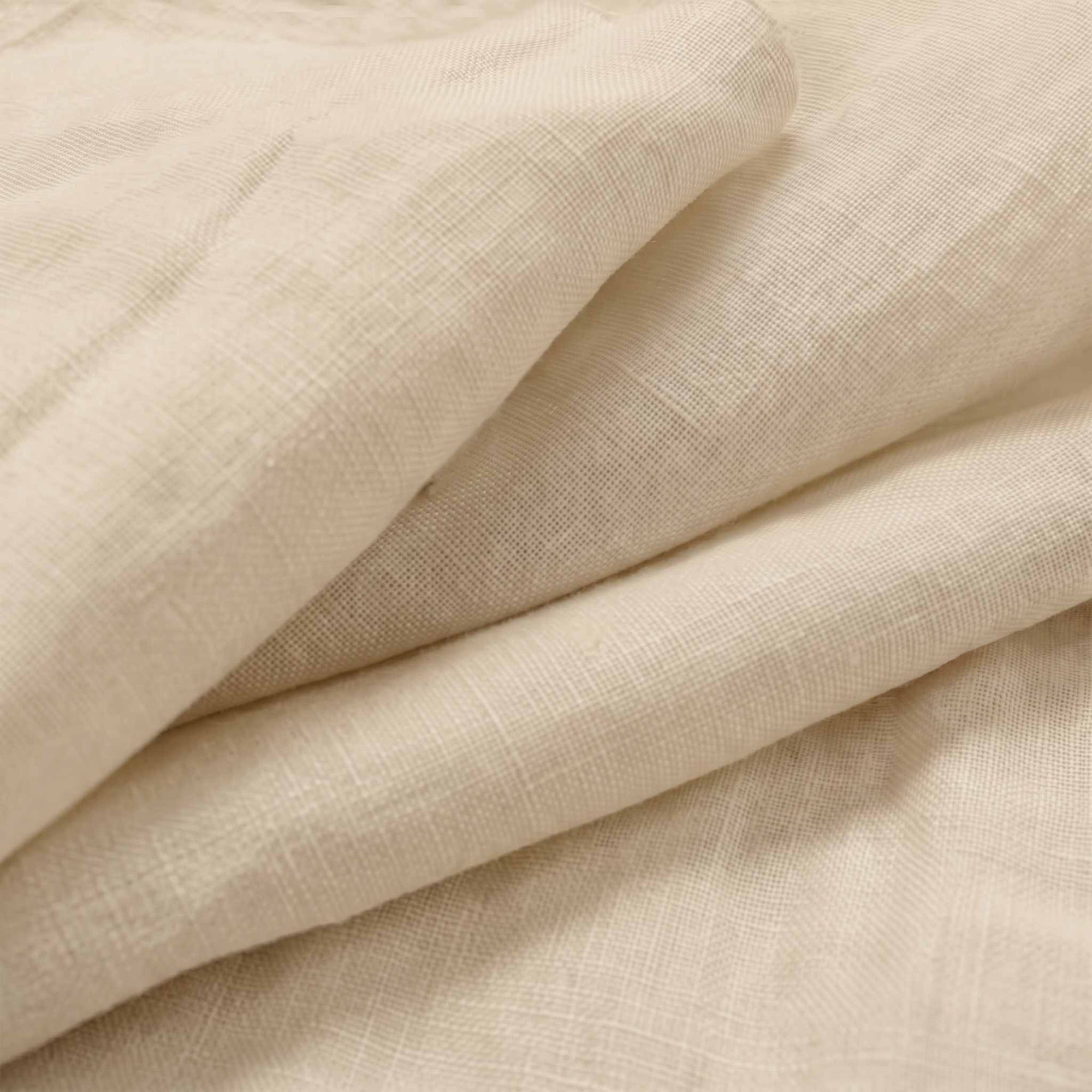 Chalk Double width Linen fabric. Softened 280 cm wide. Close-up. Vilgot Chalk by Ada & Ina