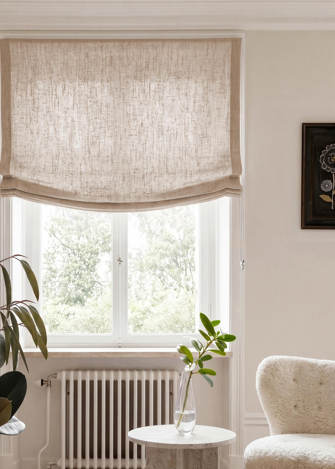 Chalk 100% Linen Relaxed blind. Bea Chalk by Ada & Ina