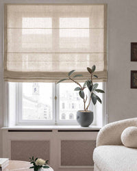 Chalk coloured Roman blind. Made of soft pre-washed 100% Linen fabric - Lupe Chalk