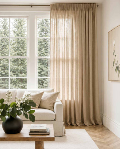 Chalk Pleated linen curtains