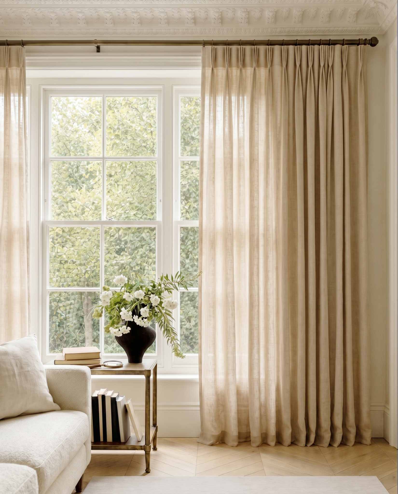Chalk Triple pleat curtains