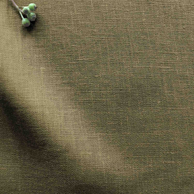 Dark Green Linen Fabric by the metre. 100% Linen - Charlotte Forest