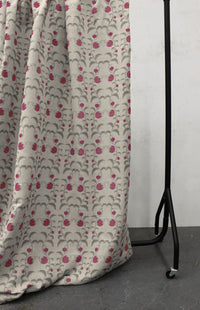 Dana Cherry - Curtain fabric with red / grey print