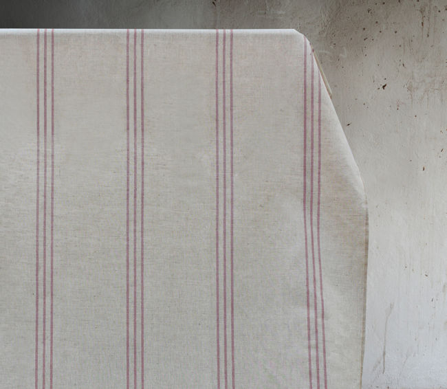 Telma Cherry - Linen Cotton Fabric with Red stripes