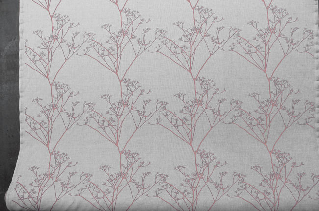 Chervil Dusty Pink, Natural fabric with Pink print, repeat
