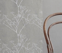 Chervil White - White Chervil pattern on Natural coloured fabric