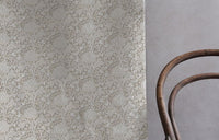 Katarina Clay - White linen fabric with Grey floral print