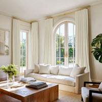 Curtains made of cream coloured cotton fabric Amara Cream