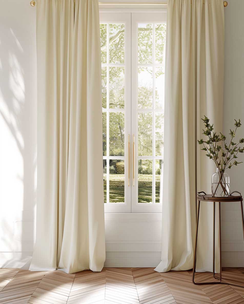Danila Cream - Heavy dark grey 100% cotton fabric for curtains, blinds and upholstery