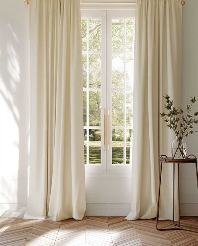 Danila Cream - Heavy dark grey 100% cotton fabric for curtains, blinds and upholstery