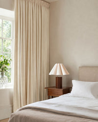 Cream White Blackout Lined Curtains Bedroom