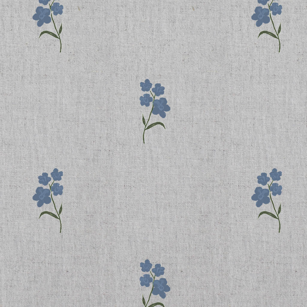 Cree Denim - Floral Blue print on Linen Cotton fabric