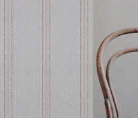 Reyna Crimson Red - Natural fabric with Dotted Striped Red print
