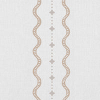 Daphne Pastel Brown-WHT - White fabric with Brown Print. Abstract Print, Linen Mix