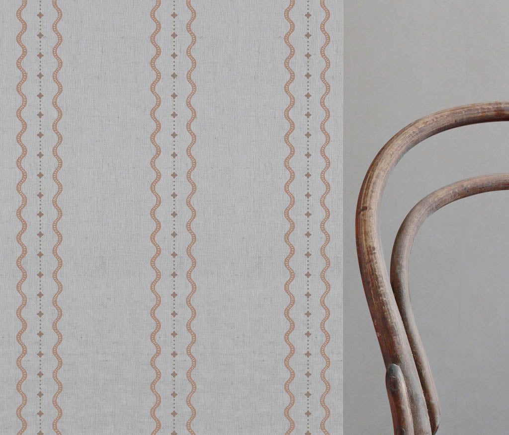 Daphne Sand - Curtain fabric with Brown abstract print