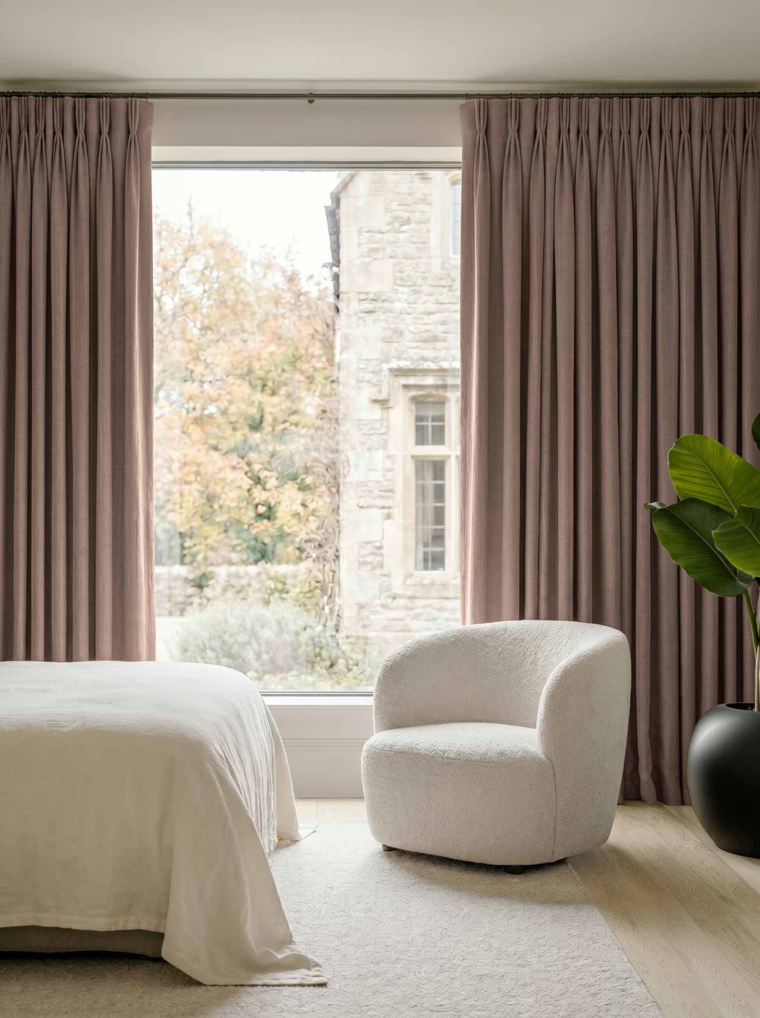 Dark Brown Bedroom Linen curtains Blackout lined - made of 100% pre-washed linen fabric Bianco Cocoa by Ada & Ina.