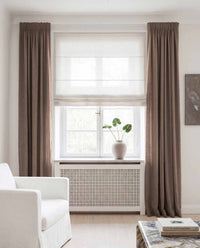 Dark Brown Linen curtains blackout lined - pre-washed linen. Bianco Cocoa by Ada & Ina.