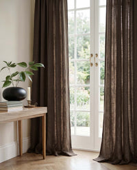Bea Dark Chocolate - Linen Curtains