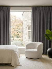 Dark Grey Bedroom Linen curtains Blackout lined - made of 100% pre-washed linen fabric Bianco Granite by Ada & Ina.