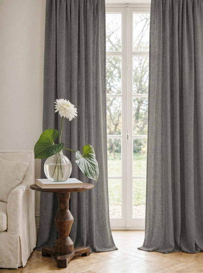 Dark Grey Linen Curtains - Cotton lined. Made of pre-washed 100% linen Bianco Granite by Ada & Ina.