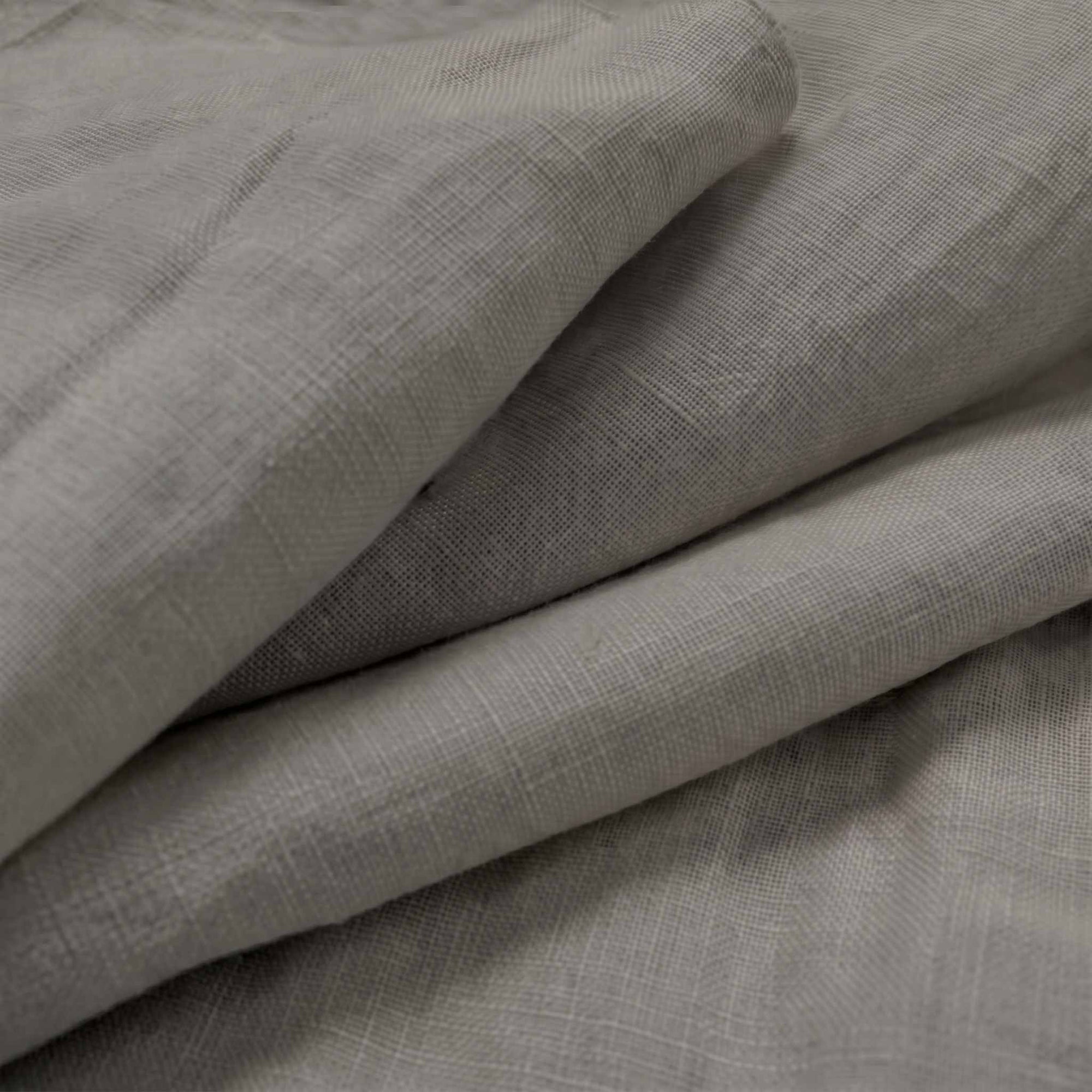 Dark Grey Double width Linen fabric. Softened 280 cm wide. Close-up. Vilgot Granite by Ada & Ina