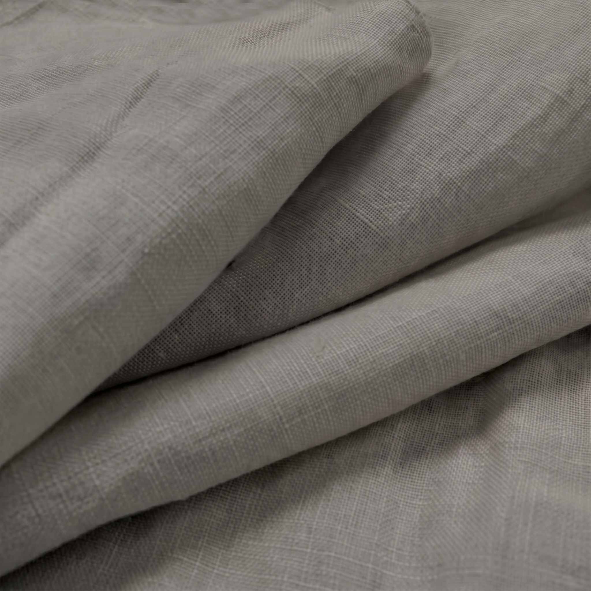 Dark Grey Double width Linen fabric. Softened 280 cm wide. Close-up. Vilgot Granite by Ada & Ina