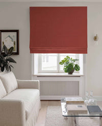 Dark Orange Linen Roman blind blackout lined - pre-washed 100% linen. Bianco Burnt Orange by Ada & Ina.
