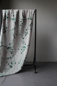 Berry Dark Pine - Curtain fabric with Green Botanical print