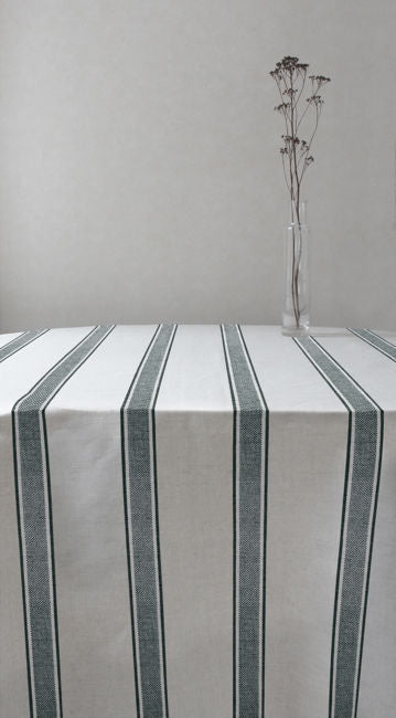 Bella Dark Pine - Curtain fabric with Dark Green stripes