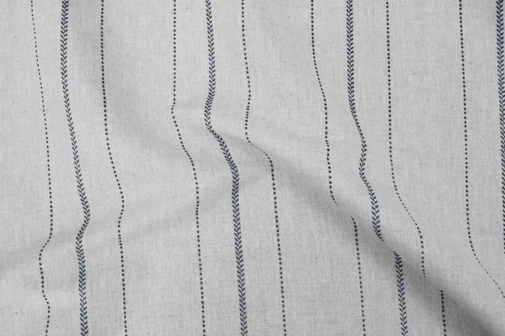 Inari Deep Blue - Curtain fabric with Dark Blue striped print