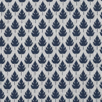 Kira-INV Deep Blue- Curtain fabric with Dark Blue botanical print