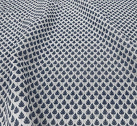 Kira-INV Deep Blue- Curtain fabric with Dark Blue botanical print