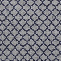 Jonna Deep Blue - Curtain fabric, dark blue moroccan clover pattern