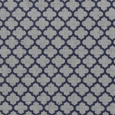 Jonna Deep Blue - Curtain fabric, dark blue moroccan clover pattern
