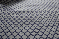 Jonna Deep Blue - Curtain fabric, dark blue moroccan clover pattern