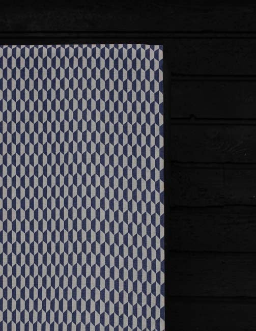 Lana Deep Blue - Fabric for curtains, Blue Print