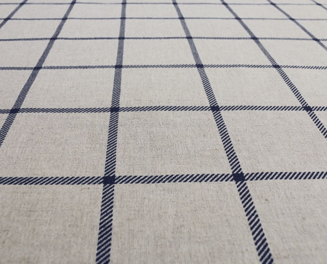 Tove Deep Blue - Checked fabric with Blue checks for curtains, roman blinds