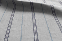 Elise Deep Blue- Linen Cotton mix curtain fabric, True Blue & Deep Blue stripes