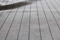 Solveig Night Blue - Curtain fabric with blue stripes