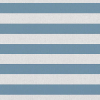Della Paris Blue-WHT - Linen curtain fabric, Blue horizontal stripes