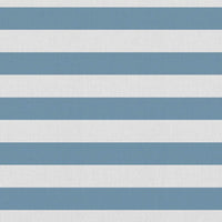 Della Paris Blue-WHT - Linen curtain fabric, Blue horizontal stripes