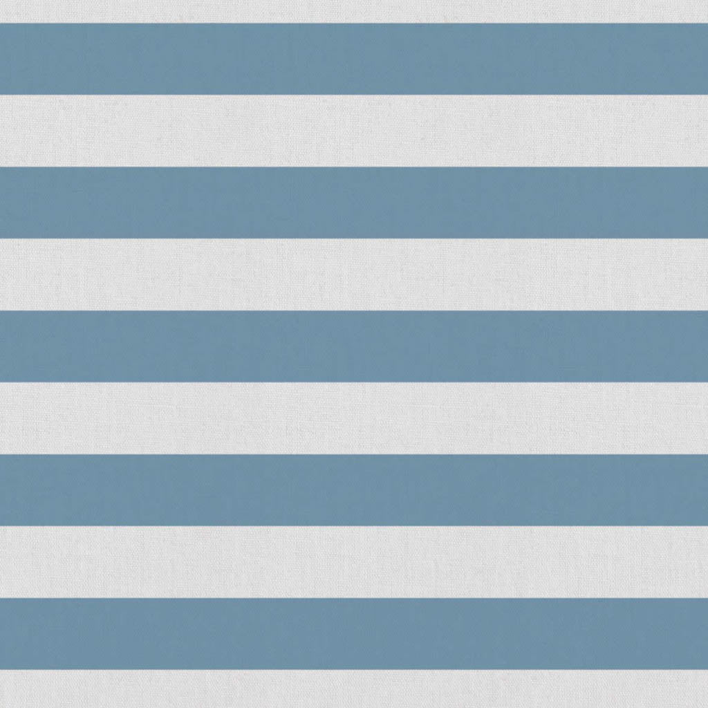 Della Paris Blue-WHT - Linen curtain fabric, Blue horizontal stripes