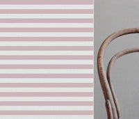 Della Peony-WHT - Linen curtain fabric, Pink horizontal stripes