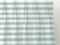 Della Sage-WHT - Linen curtain fabric, Green horizontal stripes