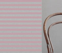 Della Summer Rose - Natural linen mix curtain fabric, Pink horizontal stripes