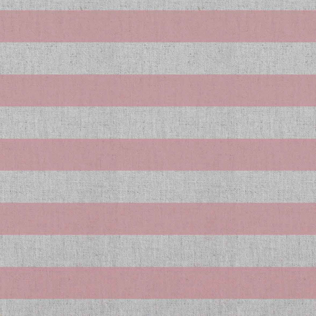 Della Summer Rose - Natural linen mix curtain fabric, Pink horizontal stripes