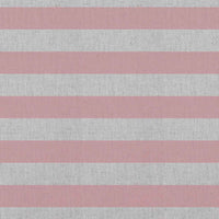 Della Summer Rose - Natural linen mix curtain fabric, Pink horizontal stripes